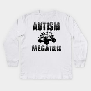 Autism Mega Truck Shirt,funny shirt,gift ideas Kids Long Sleeve T-Shirt